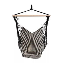 Urbn-Living Black - Hanging Swing Seat Hammock -Striped Fabric - thumbnail 2
