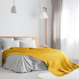 "Emma Barclay Honeycomb Throw Over Blanket 70"" X 100"" Ochre" - thumbnail 7
