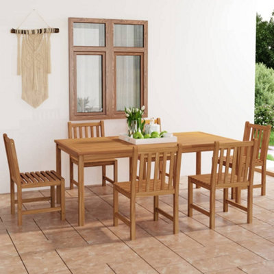 Berkfield 7 Piece Garden Dining Set Solid Teak Wood - image 1