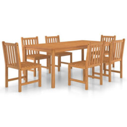 Berkfield 7 Piece Garden Dining Set Solid Teak Wood - thumbnail 2
