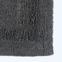 Homescapes Luxury Reversible Cotton Bath Mat Set - Grey - thumbnail 4