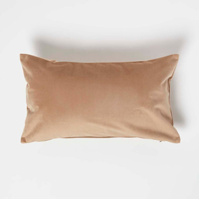 Homescapes Beige Velvet Cushion, Bolster 30 X 50 Cm - image 1