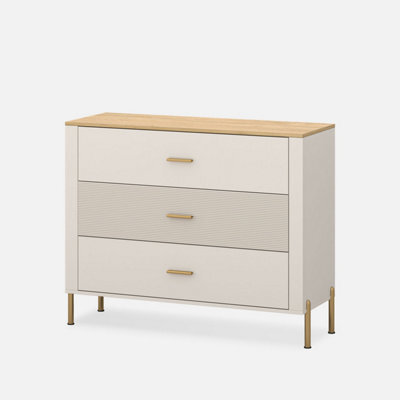 Heze Furniture Ruben 3 Drawer Chest Of Drawers - Cashmere / Stone Oak - image 1