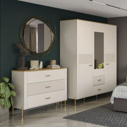 Heze Furniture Ruben 3 Drawer Chest Of Drawers - Cashmere / Stone Oak - thumbnail 2