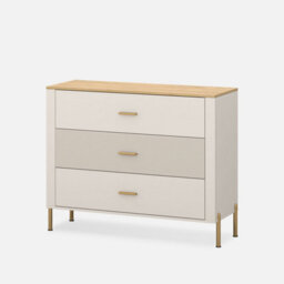 Heze Furniture Ruben 3 Drawer Chest Of Drawers - Cashmere / Stone Oak - thumbnail 1