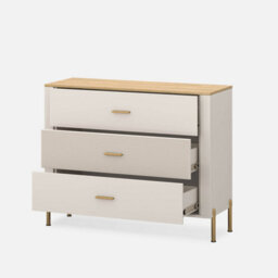 Heze Furniture Ruben 3 Drawer Chest Of Drawers - Cashmere / Stone Oak - thumbnail 3