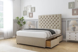"Sloomy Mayfair Almond Coniston Divan Bed Base No Drawers With 26"" Strutted Headboard 2'6 Small Single" - thumbnail 4