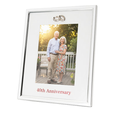 Happy Homewares 40Th Anniversary 5X7 Silver Frame With Diamante Rings - image 1
