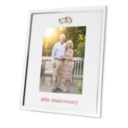 Happy Homewares 40Th Anniversary 5X7 Silver Frame With Diamante Rings - thumbnail 1