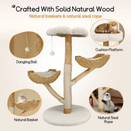 Modern Cat Climbing Tree Real Wood Cat Tree Tower - thumbnail 3