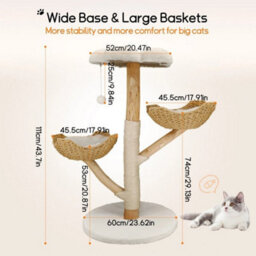 Modern Cat Climbing Tree Real Wood Cat Tree Tower - thumbnail 2