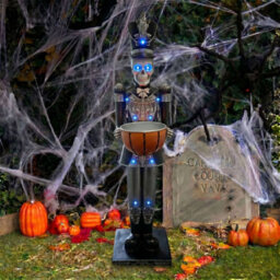 Halloween Skeleton 4Ft Nutcracker With Bowl And Multicoloured Led Lights - thumbnail 1
