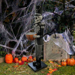 Halloween Skeleton 4Ft Nutcracker With Bowl And Multicoloured Led Lights - thumbnail 4