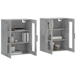 Berkfield Elegant Wall Mounted Cabinets 2 Pcs Concrete Grey Engineered Wood - thumbnail 3