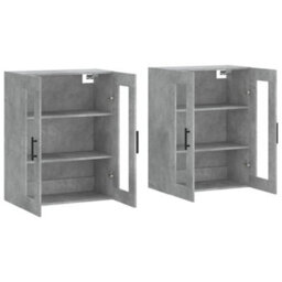 Berkfield Elegant Wall Mounted Cabinets 2 Pcs Concrete Grey Engineered Wood - thumbnail 4