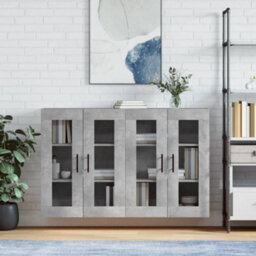 Berkfield Elegant Wall Mounted Cabinets 2 Pcs Concrete Grey Engineered Wood - thumbnail 2