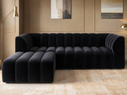 Solace+Co Halle 3 Seater With Footstool Black Velvet - thumbnail 2
