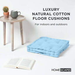 Homescapes Cotton Blue Floor Cushion, 40 X 40 Cm - thumbnail 2