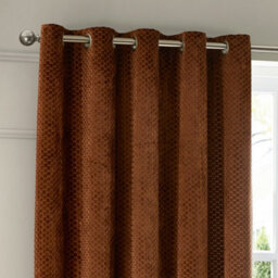 Paoletti Neptune Fully Lined Velvet Eyelet Curtain Pair, Copper, (W) 229 X (D) 183Cm - thumbnail 3