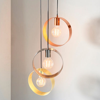 Anson Lighting Dalhart 3Lt Pendant Light Finished In Brushed Brass, Nickel And Copper Plate - image 1