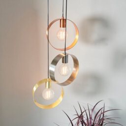 Anson Lighting Dalhart 3Lt Pendant Light Finished In Brushed Brass, Nickel And Copper Plate - thumbnail 3
