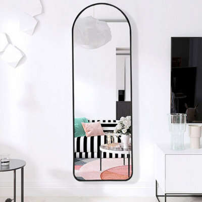 Living And Home Black Wall Mounted Arched Full Length Mirror Dressing Mirror W 40 Cm X H 120 Cm - image 1
