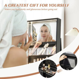 Costway Rotating Jewelry Armoire Freestanding Jewelry Cabinet W/ Full Length Mirror - thumbnail 7