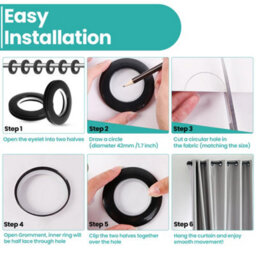 Neel Blue 42mm Platic Eyelets, Matte Gold Grommet Rings For Curtains & Drapes, Backdrop, 10Pcs - thumbnail 5