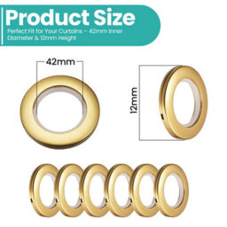 Neel Blue 42mm Platic Eyelets, Matte Gold Grommet Rings For Curtains & Drapes, Backdrop, 10Pcs - thumbnail 2