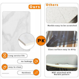 Fativo 40Cm W Coffee Sintered Stone Marble Table Living Room End Side Table Bedside Furniture Black Legs - thumbnail 3