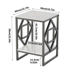 Fativo 40Cm W Coffee Sintered Stone Marble Table Living Room End Side Table Bedside Furniture Black Legs - thumbnail 2