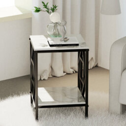 Fativo 40Cm W Coffee Sintered Stone Marble Table Living Room End Side Table Bedside Furniture Black Legs - thumbnail 9