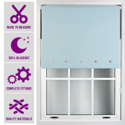 Furnished Made To Measure Blackout Roller Blinds With Round Eyelets - Duck Egg Blue Blind For Home And Office (W)60Cm (L)165Cm - thumbnail 1