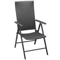 Stackable Garden Chairs 2 Pcs Poly Rattan Black - thumbnail 2