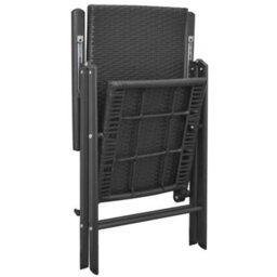 Stackable Garden Chairs 2 Pcs Poly Rattan Black - thumbnail 5