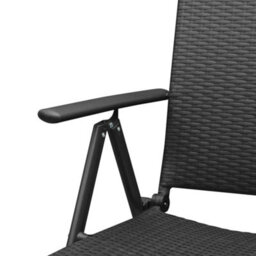 Stackable Garden Chairs 2 Pcs Poly Rattan Black - thumbnail 6