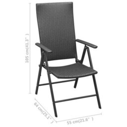 Stackable Garden Chairs 2 Pcs Poly Rattan Black - thumbnail 7