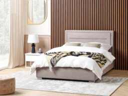 Beliani Ottoman Bed Velvet Rouen 140 X 200 Cm (Eu Double) Taupe - thumbnail 2