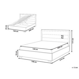 Beliani Ottoman Bed Velvet Rouen 140 X 200 Cm (Eu Double) Taupe - thumbnail 3