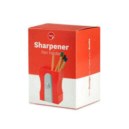 Balvi Red Pencil Sharpener Shaped Home Office, School Desk Organiser Plastic Pen Pot Holder - thumbnail 4