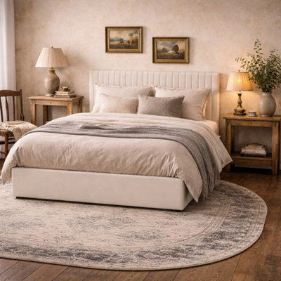 Wyld Haus Dublin Cream 5Ft King Ottoman Bed With Tall Ribbed Headboard And Under-Bed Storage - image 1