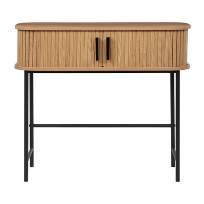 Wyld And Coco Novahome Console Table Light Brown With Black Metal Legs, 80X30 Cm - image 1