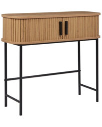 Wyld And Coco Novahome Console Table Light Brown With Black Metal Legs, 80X30 Cm - thumbnail 3