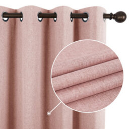 Deconovo Faux Linen Full Blackout Curtains Thermal Insulated Eyelet With Coating Back Layer 46X54 Inch Coral Pink 1 Pair - thumbnail 2