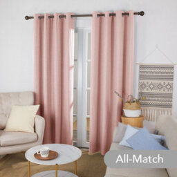 Deconovo Faux Linen Full Blackout Curtains Thermal Insulated Eyelet With Coating Back Layer 46X54 Inch Coral Pink 1 Pair - thumbnail 3