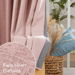 Deconovo Faux Linen Full Blackout Curtains Thermal Insulated Eyelet With Coating Back Layer 46X54 Inch Coral Pink 1 Pair - thumbnail 4