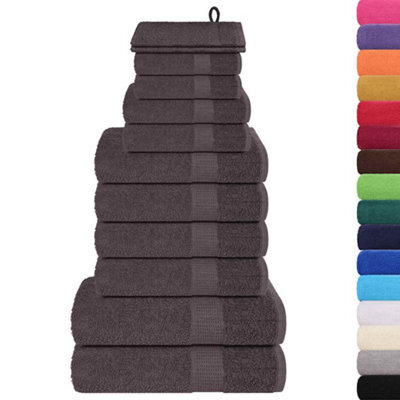 Berkfield Durable 12 Piece Towel Set Anthracite 360 Gsm 100% Cotton