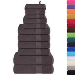 Berkfield Durable 12 Piece Towel Set Anthracite 360 Gsm 100% Cotton