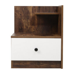 Living And Home Retro Wooden 1 Drawer Bedside Table Nightstand W 450 X D 450 X H 550 mm - thumbnail 5