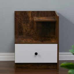 Living And Home Retro Wooden 1 Drawer Bedside Table Nightstand W 450 X D 450 X H 550 mm - thumbnail 2